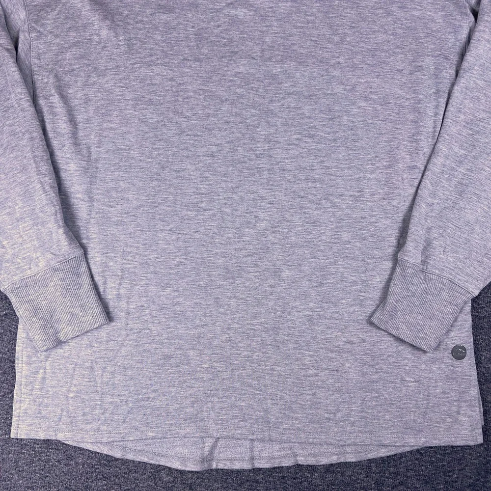LL Bean Sweater Womens Medium Gray Heathered Dolman Lightweight Pullover Stretch